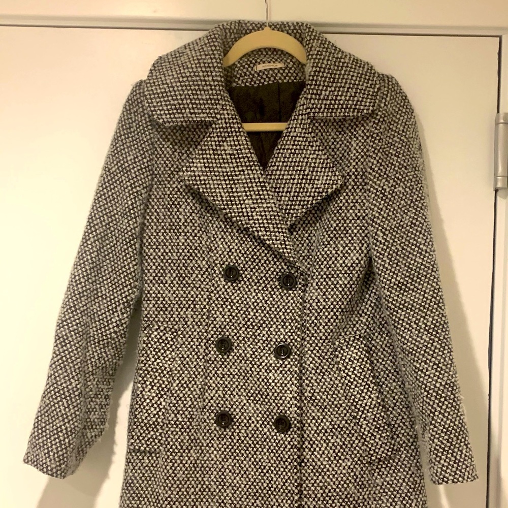 Noshua Black and white checker winter peacoat